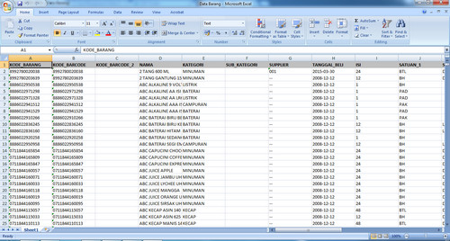 Export Data Barang Menjadi File Excel